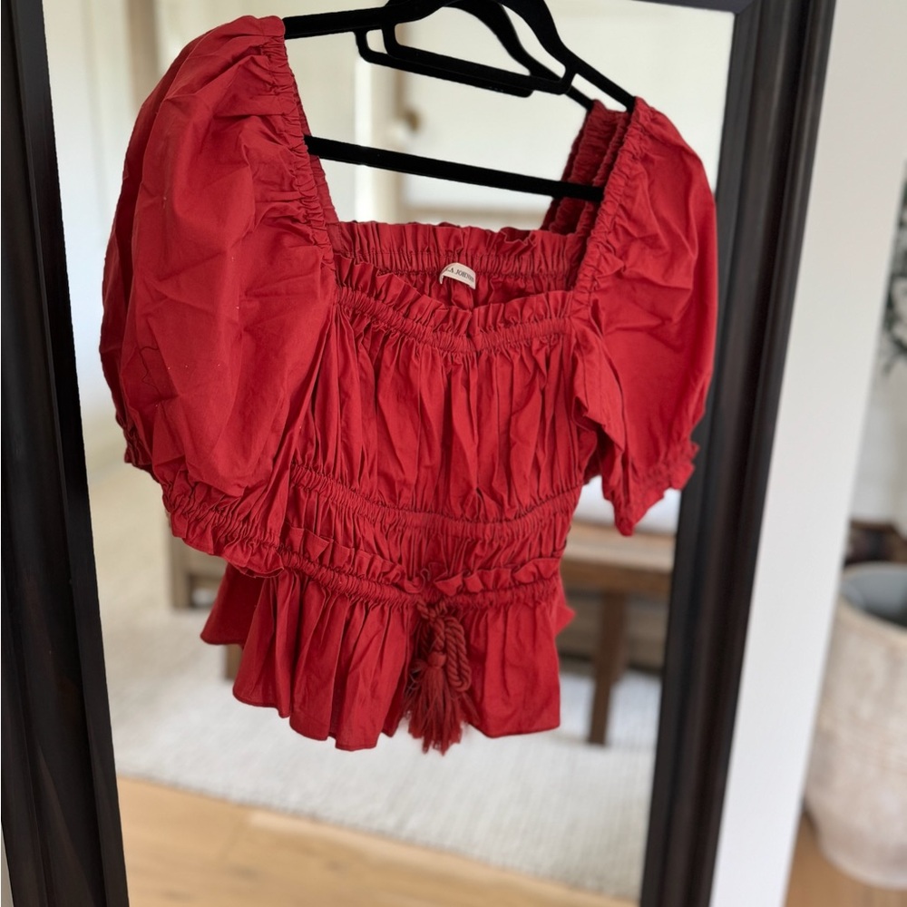Ulla Johnson Puff Sleeve Top | Red | Size 4